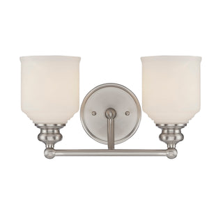 Melrose 2-Light Bathroom Vanity Light in Satin Nickel