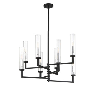 Folsom 8-Light Adjustable Chandelier in Matte Black with Polished Chrome Accents