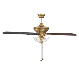 52" 2-Light Outdoor Ceiling Fan in Natural Brass