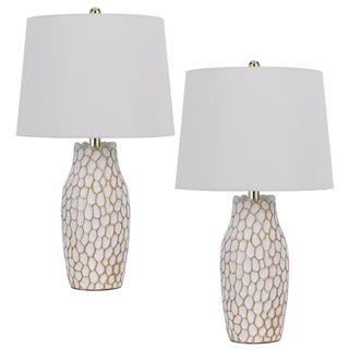 100W Elmira Resin Table Lamp. Priced And Sold As Pairs White Clay