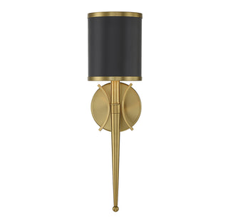 Quincy 1-Light Wall Sconce in Matte Black with Warm Brass Accents