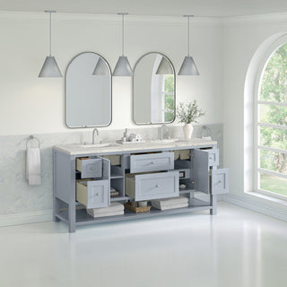 72 Inch Breckenridge Freestanding Vanity in Serenity Blue / Victorian Silver Top