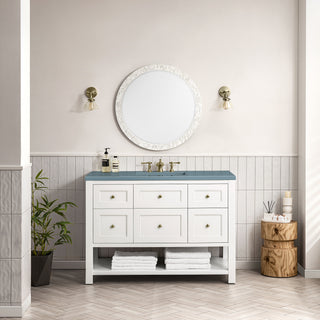 48 Inch Breckenridge Freestanding Vanity in Bright White / Cala Blue Top