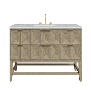 48 Inch Emmeline Freestanding Vanity in Pebble Oak / Ethereal Noctis Top