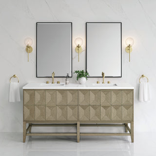72 Inch Emmeline Freestanding Vanity in Pebble Oak / White Zeus Top