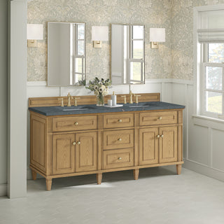 72 Inch Lorelai Freestanding Vanity in Light Natural Oak / Parisien Bleu Top