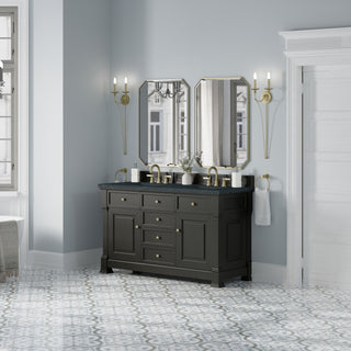 60 Inch Brookfield Freestanding Vanity in Black Onyx / Charcoal Soapstone Top