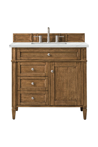 36 Inch Brittany Freestanding Vanity in Saddle Brown / Ethereal Noctis Top