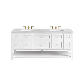 72 Inch Breckenridge Freestanding Vanity in Bright White / Arctic Fall Top