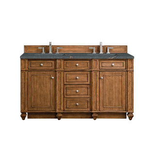 60 Inch Bristol Freestanding Vanity in Saddle Brown / Parisien Bleu Top