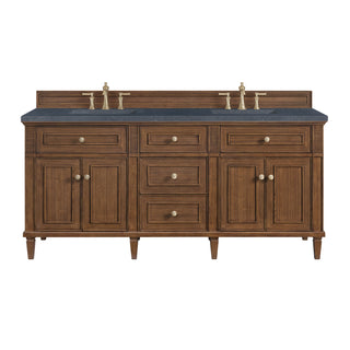 72 Inch Lorelai Freestanding Vanity in Mid-Century Walnut / Charcoal Soapstone Top