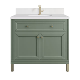 36 Inch Chicago Freestanding Vanity in Smokey Celadon / White Zeus Top