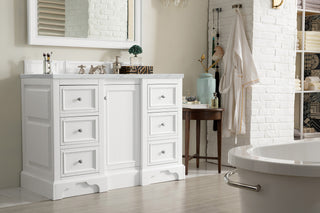 49.25 Inch De Soto Freestanding Vanity in Bright White / Ethereal Noctis Top