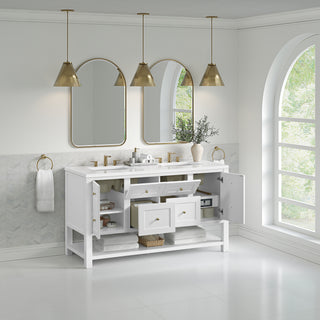 60 Inch Breckenridge Freestanding Vanity in Bright White / White Zeus Top