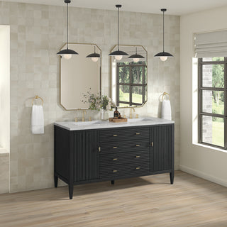 60 Inch Myrrin Freestanding Vanity in Carbon Oak / Ethereal Noctis Top