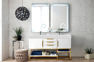 58.875 Inch Columbia Freestanding Vanity in Glossy White / Glossy White Top