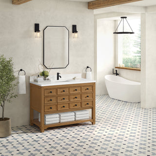 48 Inch Malibu Freestanding Vanity in Amber Birch / White Zeus Top