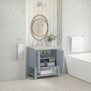 30 Inch Breckenridge Freestanding Vanity in Serenity Blue / Eternal Jasmine Pearl Top