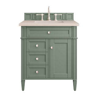 30 Inch Brittany Freestanding Vanity in Smokey Celadon / Eternal Marfil Top