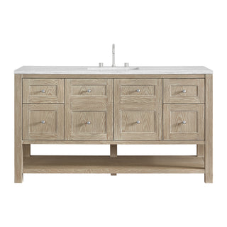 60 Inch Breckenridge Freestanding Vanity in Whitewashed Oak / Arctic Fall Top