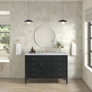 48 Inch Myrrin Freestanding Vanity in Carbon Oak / Carrara White Top