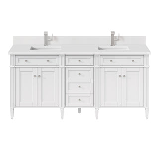 72 Inch Brittany Freestanding Vanity in Bright White / White Zeus Top