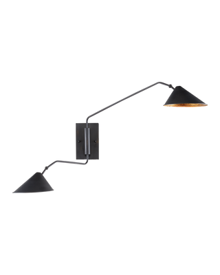 Serpa Black Double Swing-Arm Wall Sconce