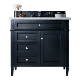 36 Inch Brittany Freestanding Vanity in Black Onyx / Carrara White Top