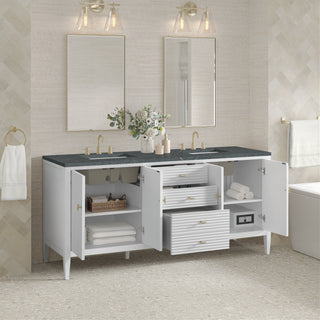 72 Inch Myrrin Freestanding Vanity in Bright White / Parisien Bleu Top