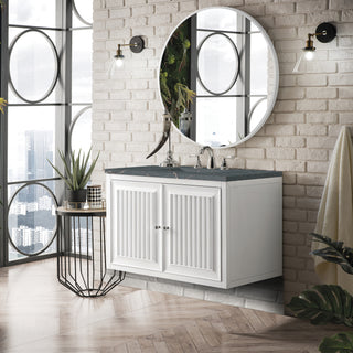 36 Inch Athens Dual Mount Vanity in Glossy White / Parisien Bleu Top