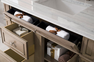 36 Inch Bristol Freestanding Vanity in Whitewashed Walnut / Arctic Fall Solid Surface Top