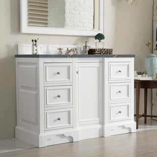 49.25 Inch De Soto Freestanding Vanity in Bright White / Parisien Bleu Top