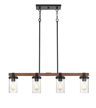 Taos 4-Light Island Matte Black/Wood Grain