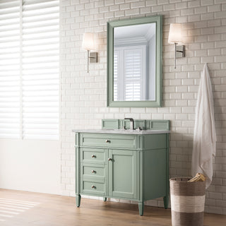 36 Inch Brittany Freestanding Vanity in Sage Green / Victorian Silver Top