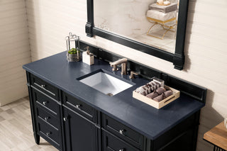 60 Inch Brittany Freestanding Vanity in Black Onyx / Charcoal Soapstone Top