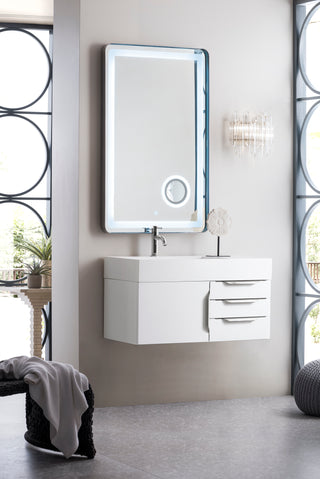 35.375 Inch Columbia Floating Vanity in Glossy White / Glossy White Top