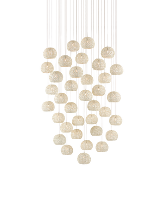 Piero White 36-Light Round Multi-Drop Pendant