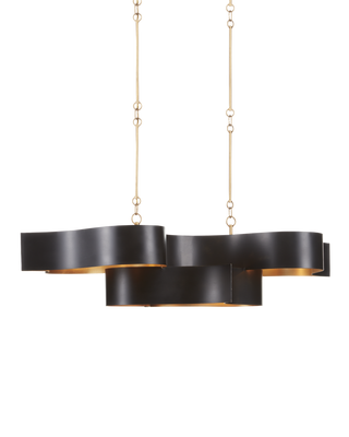 Grand Lotus Black Oval Chandelier