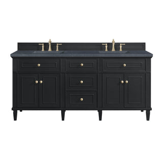 72 Inch Lorelai Freestanding Vanity in Black Onyx / Charcoal Soapstone Top