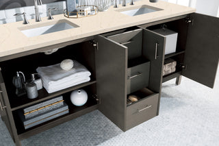 72 Inch Metropolitan Dual Mount Vanity in Silver Oak / Eternal Marfil Top