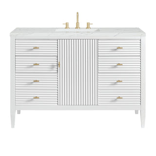 48 Inch Myrrin Freestanding Vanity in Bright White / Ethereal Noctis Top