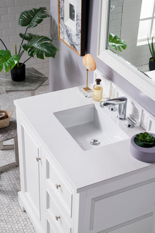 37.25 Inch De Soto Freestanding Vanity in Bright White / White Zeus Top