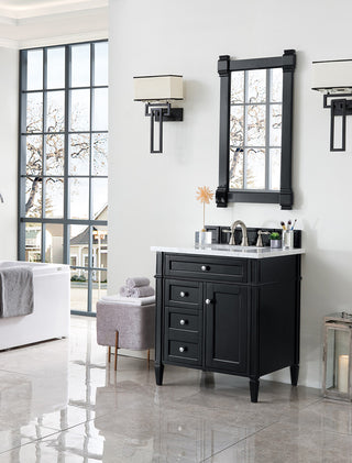 30 Inch Brittany Freestanding Vanity in Black Onyx / Carrara White Top