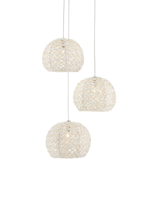 Piero White 3-Light Round Multi-Drop Pendant