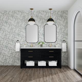 72 Inch Lucian Freestanding Vanity in Carbon Oak / White Zeus Top