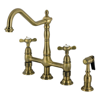 Essex Bridge Kitchen Faucet in Antique Brass