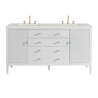 60 Inch Myrrin Freestanding Vanity in Bright White / Lime Delight Top