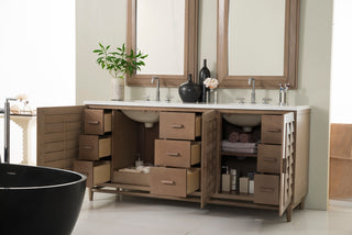 72 Inch Portland Freestanding Vanity in Whitewashed Walnut / Arctic Fall Top