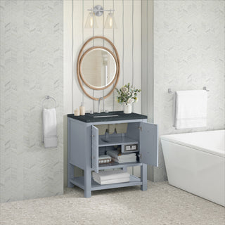 30 Inch Breckenridge Freestanding Vanity in Serenity Blue / Charcoal Soapstone Top