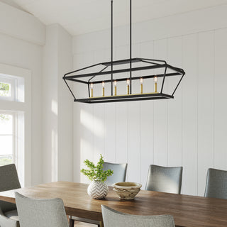 Surrey 6-Light Chandelier Ceiling Light Matte Black / Vintage Brass